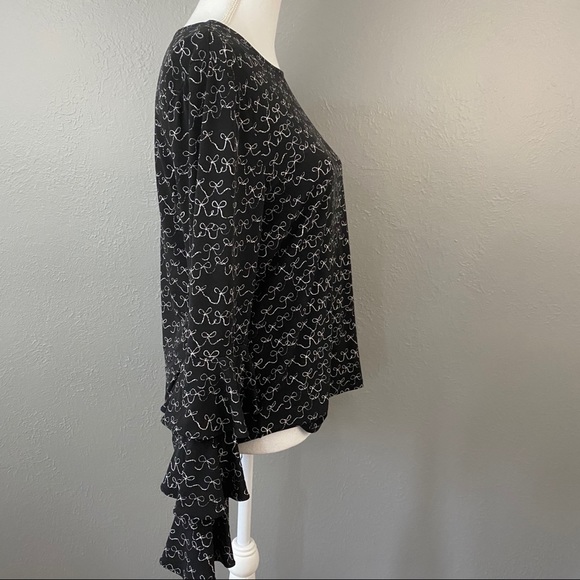 CeCe Danity Tiered Ruffled Bell Sleeve Bow Blouse - Picture 10 of 11